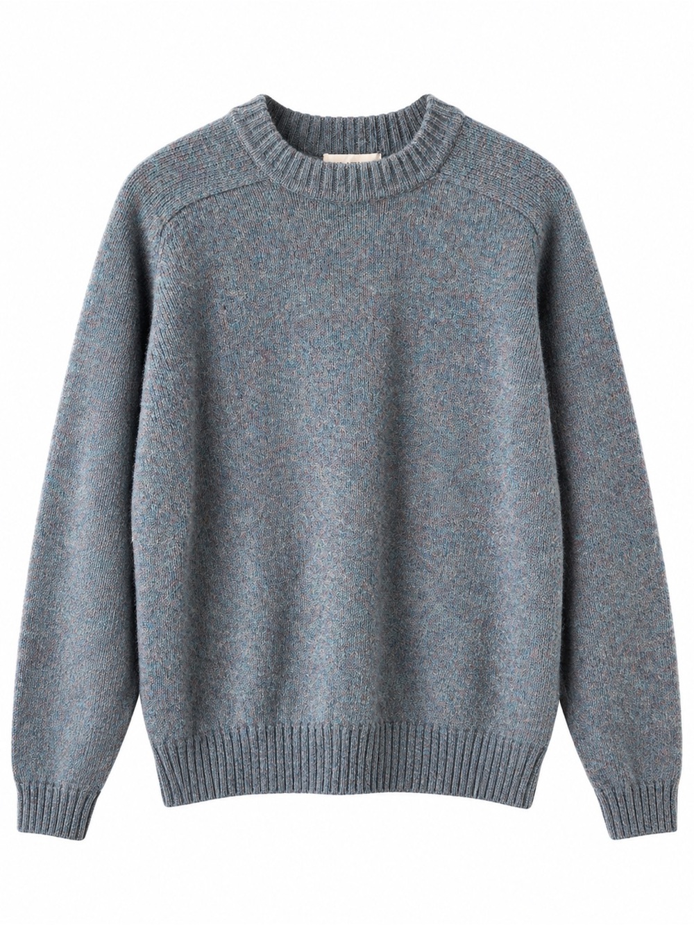 Vintage 100% Shetland Wool Oversized Crewneck Sweater in Heather Blue-Gray